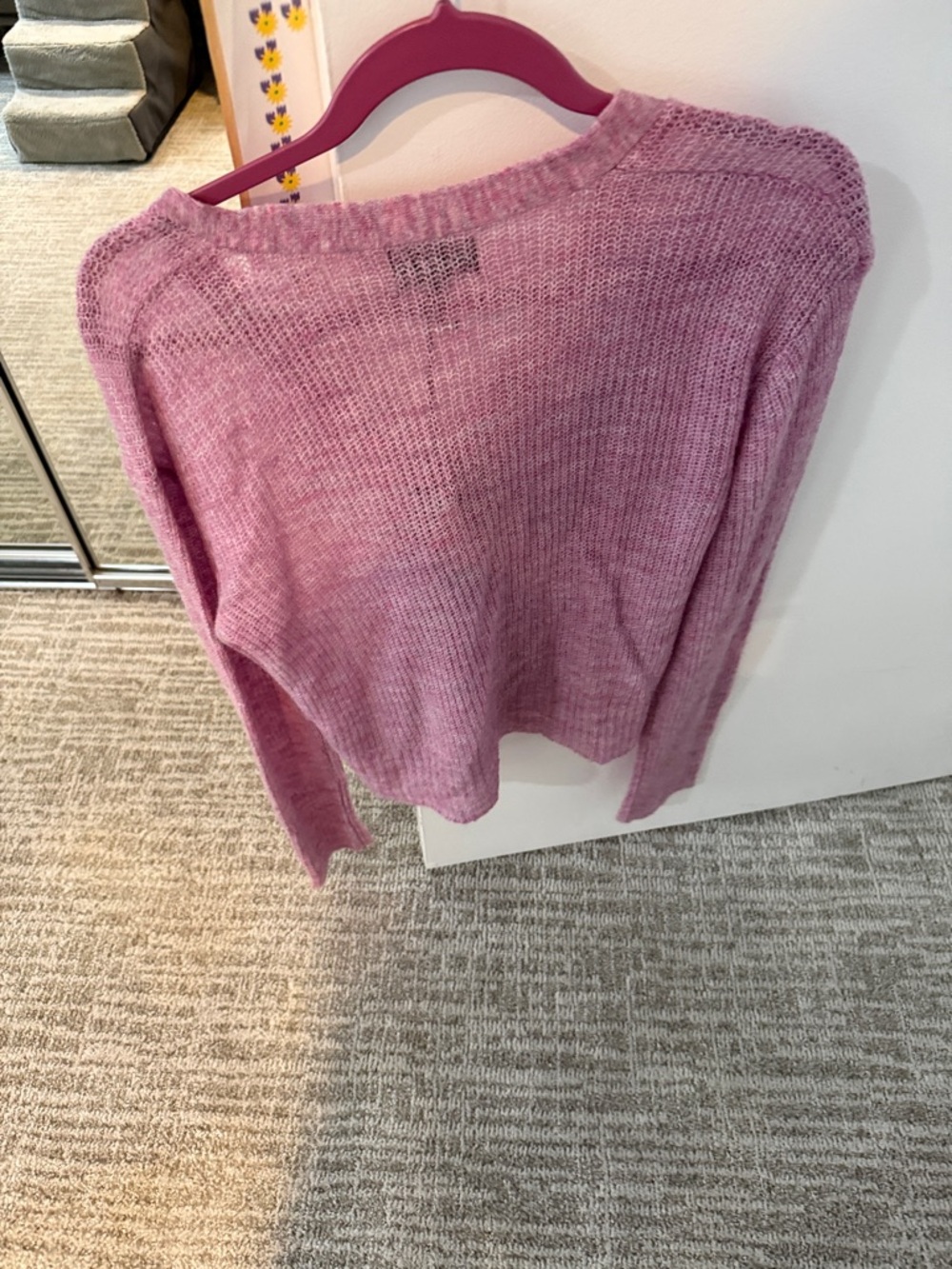 Monrow Rose Pink V-Neck Ribbed Button Cardigan - Picture 5 of 5